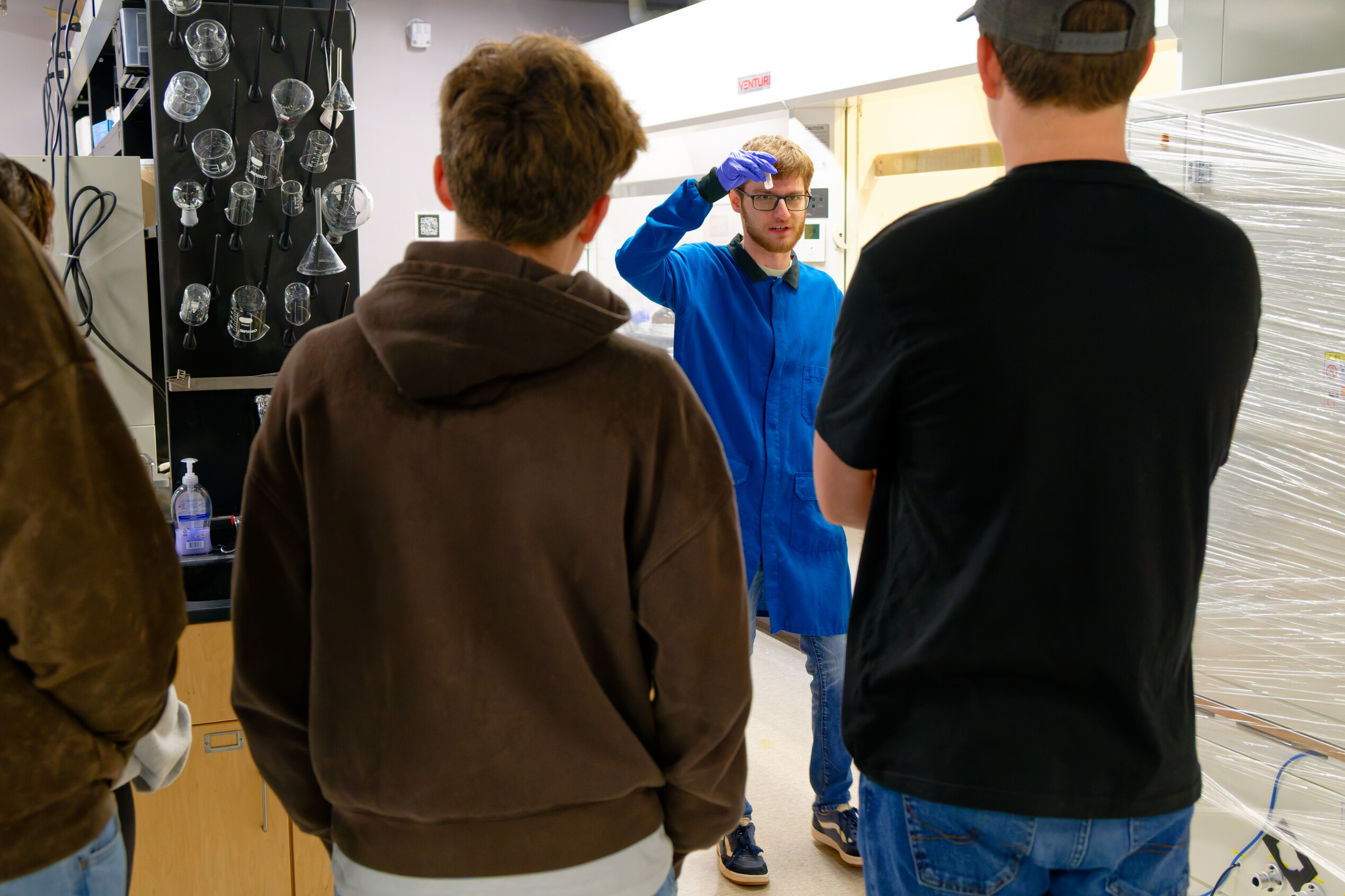 Students learning about solid-state chemistry.